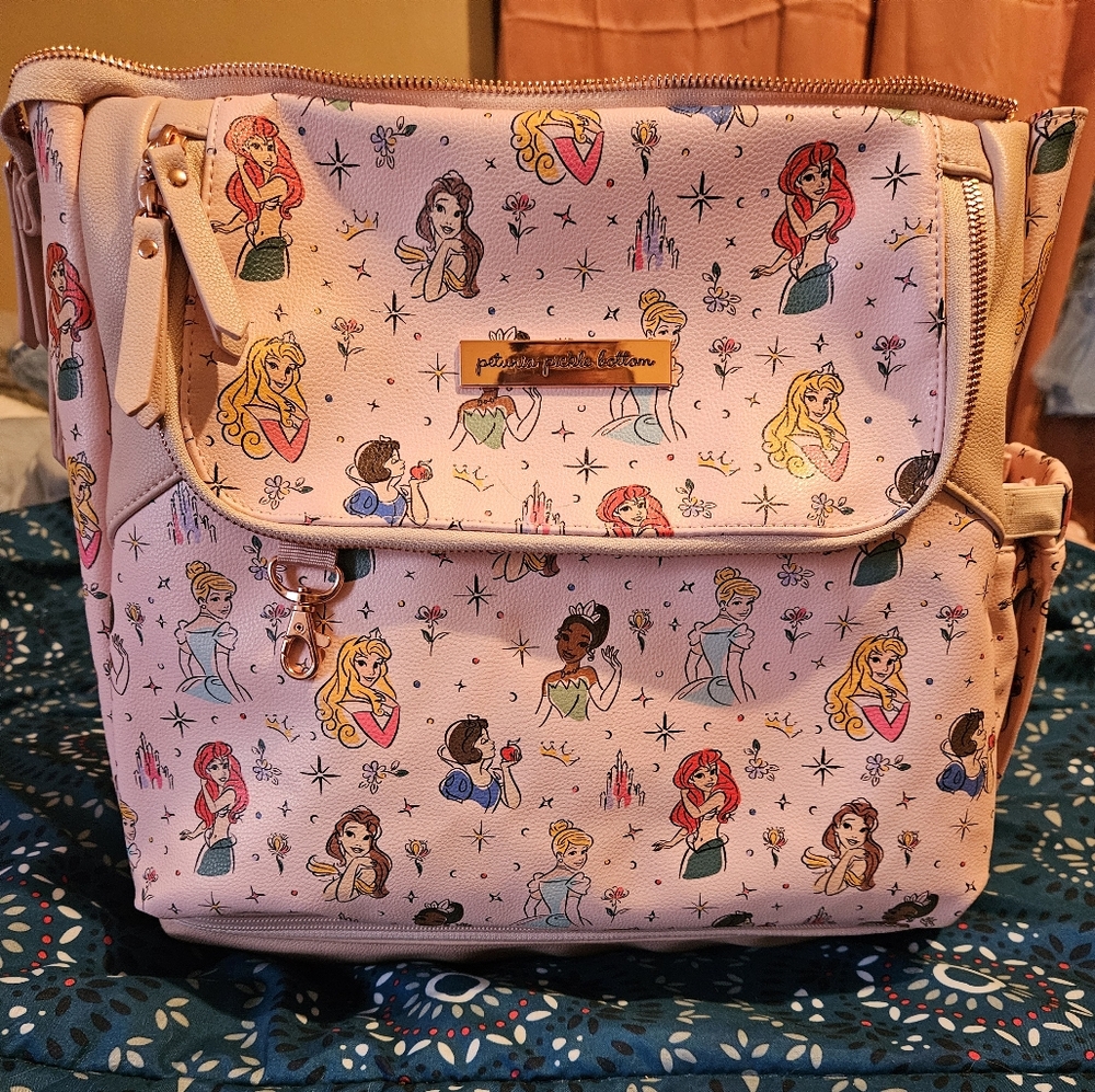 Petunia pickle bottom disney princess diaperbag with connected cooler.